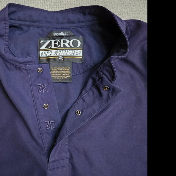 Zero Restriction Short Sleeve Pullover Windbreaker Blue Large L - Golf Shirt - Picture 3 of 8